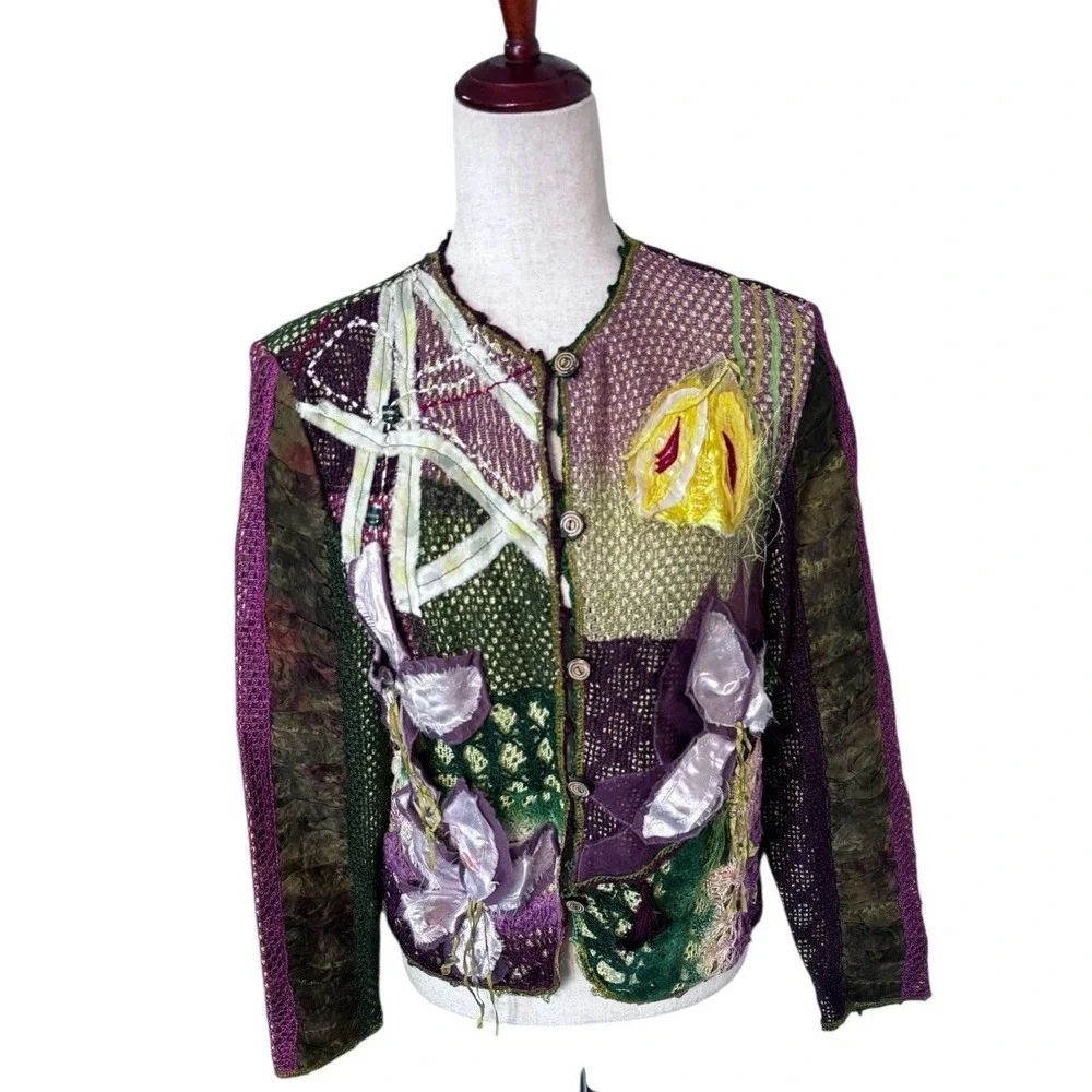 Sandy Starkman Vintage 90s Blazer Abstract Jacket Women's Size‎ Small